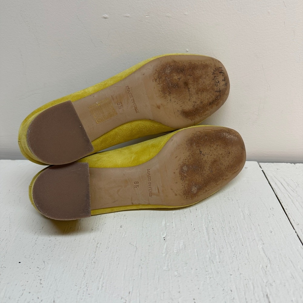 EVERLANE Day Heel Yellow Suede Gathered Elastic Block Heel Pumps Women 6.5 Italy - Picture 8 of 10